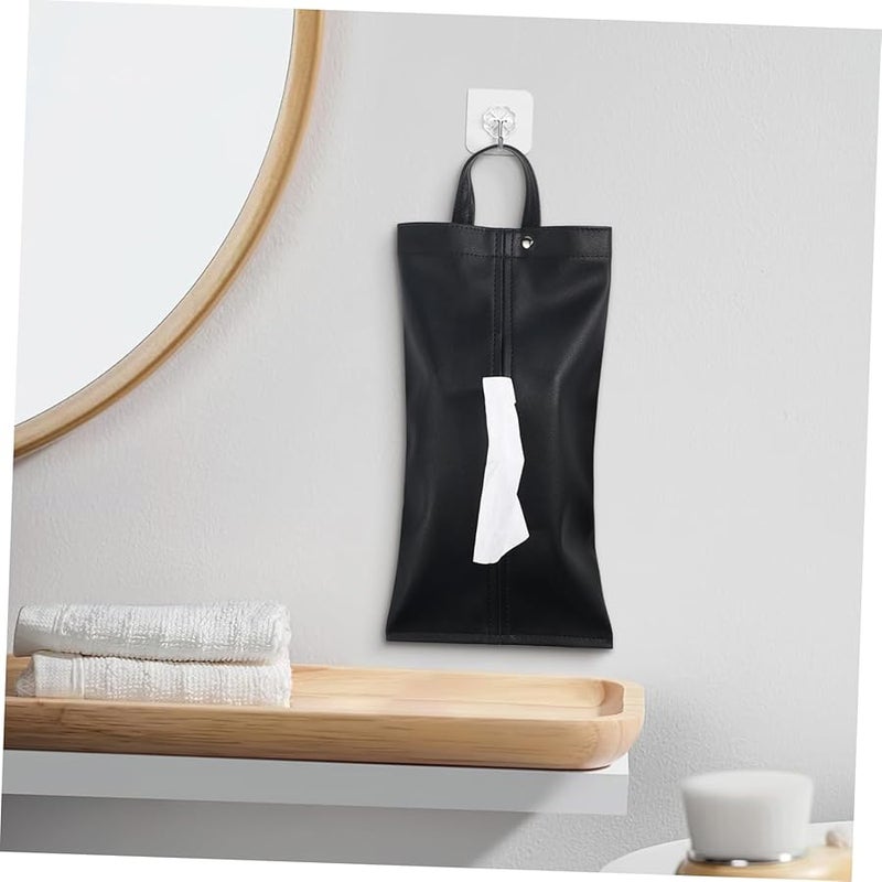 حامل علبة المناديل الجلدية الفاخر للسيارة مع قاعدة غير قابلة للانزلاق وسهلة لإعادة الملء وتصميم قابل للإزالة - Image 3